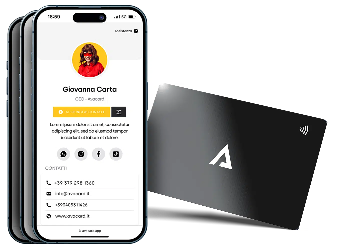 biglietto da visita con vcard