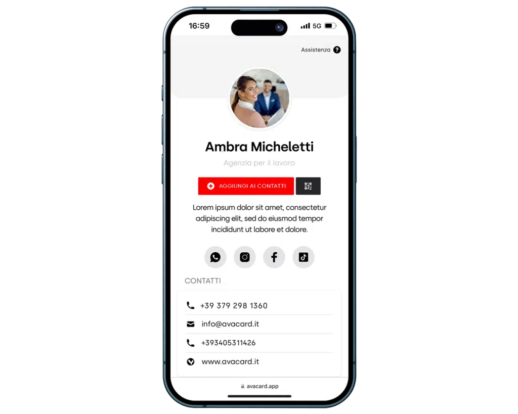biglietto da visita di un'agenzia per il lavoro