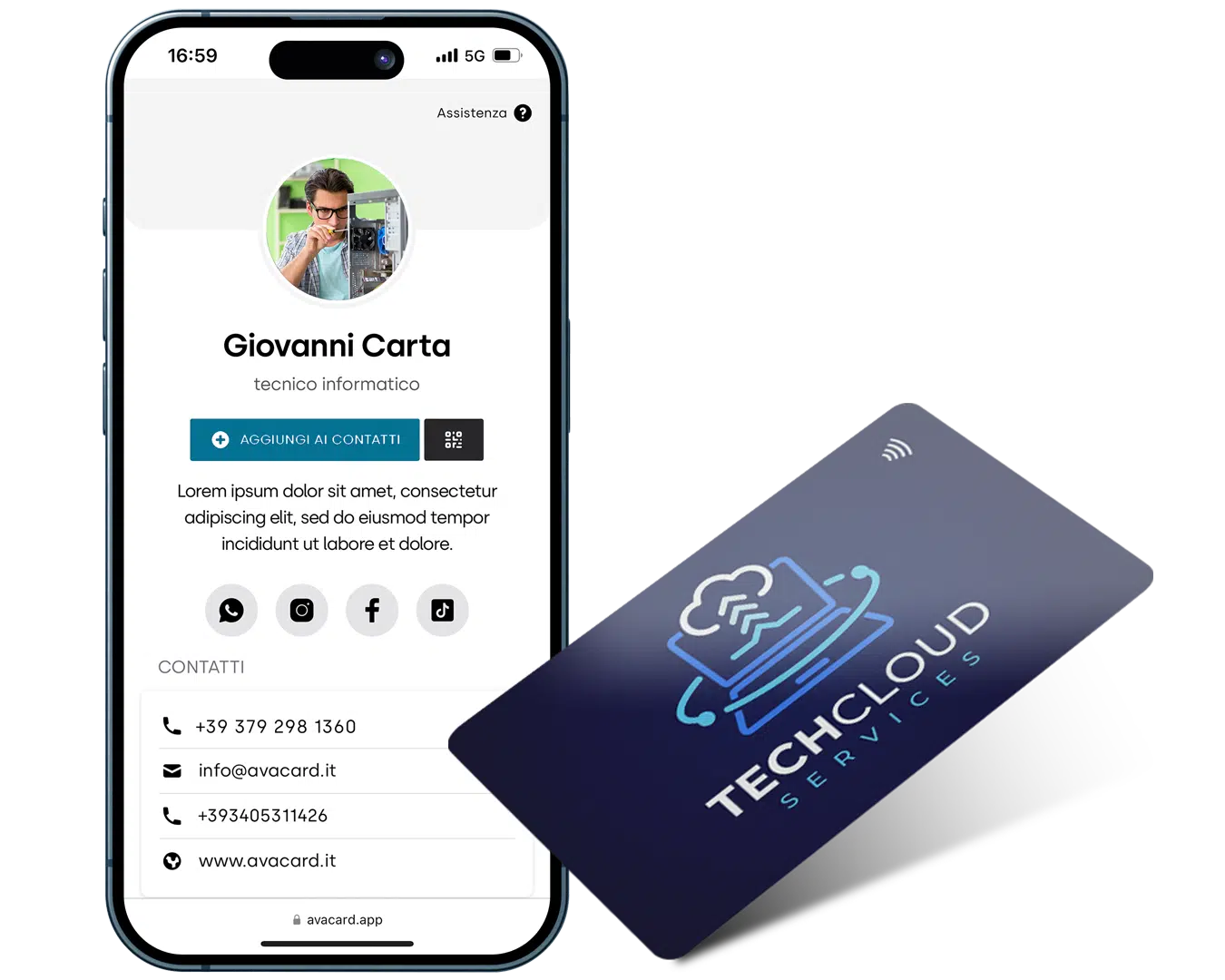 biglietto da visita per tecnico informatico