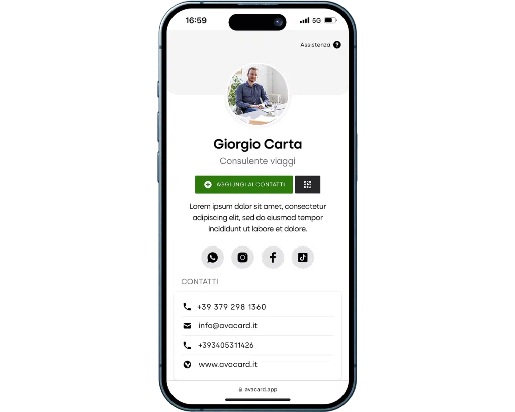 biglietto da visita per consulente di viaggi