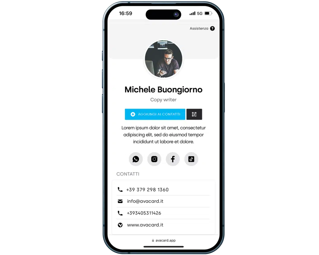 biglietto da visita per copywriter