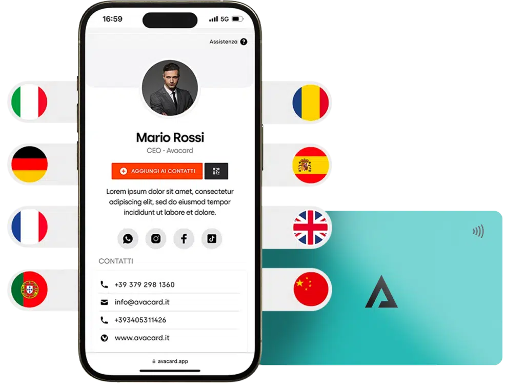 biglietto da visita in inglese